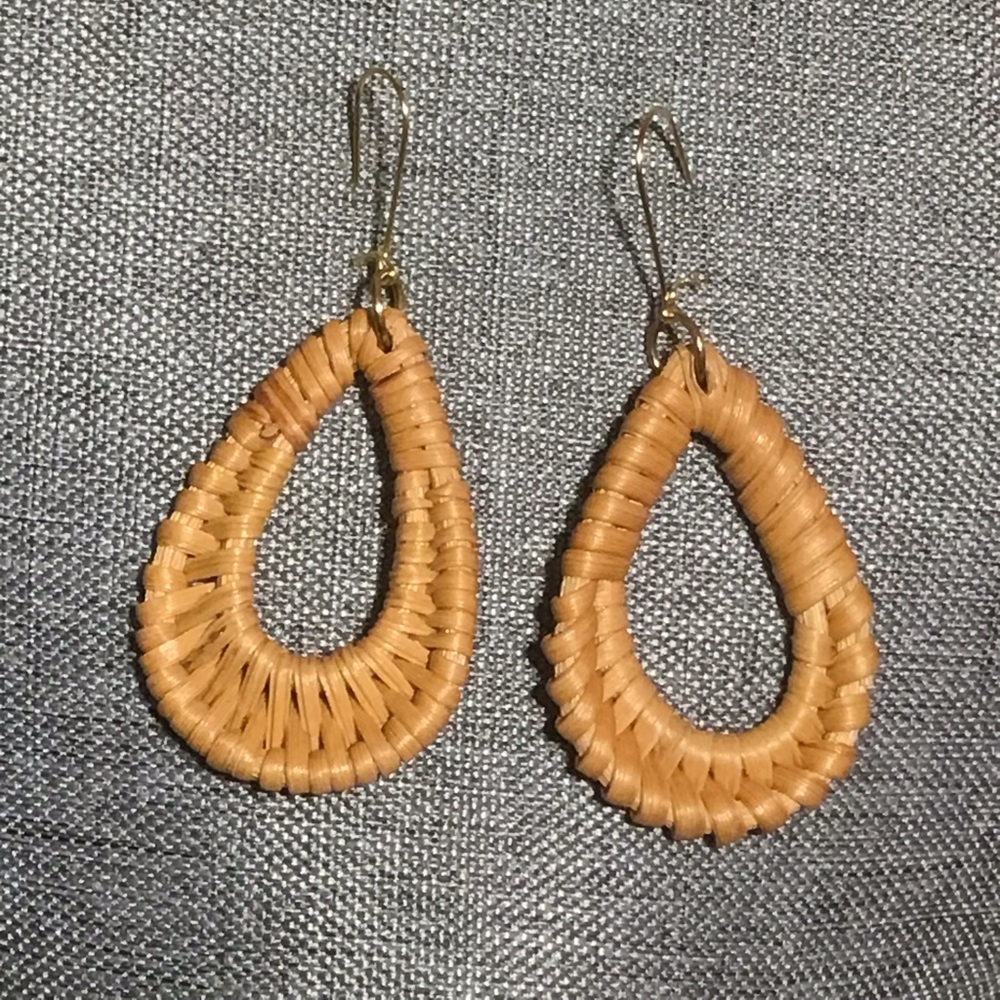 2 for $10 EARRINGS EARRINGS EARRINGS Tan Teardrop Rattan Earrings